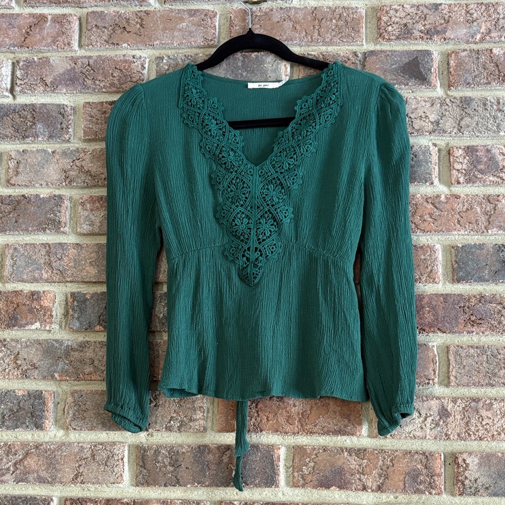 Miami Teal Lace Accent Blouse